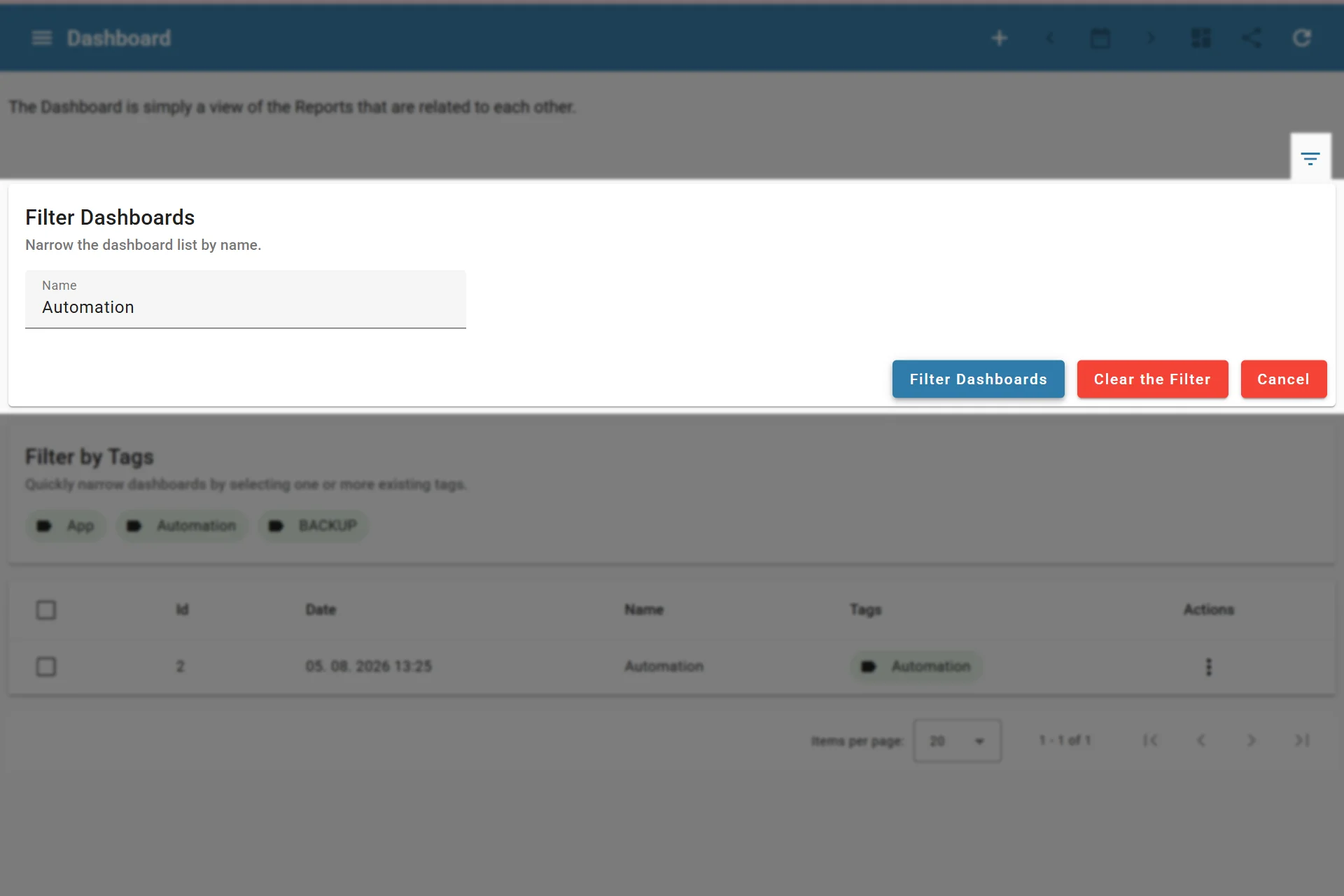 Filtering Dashboards
