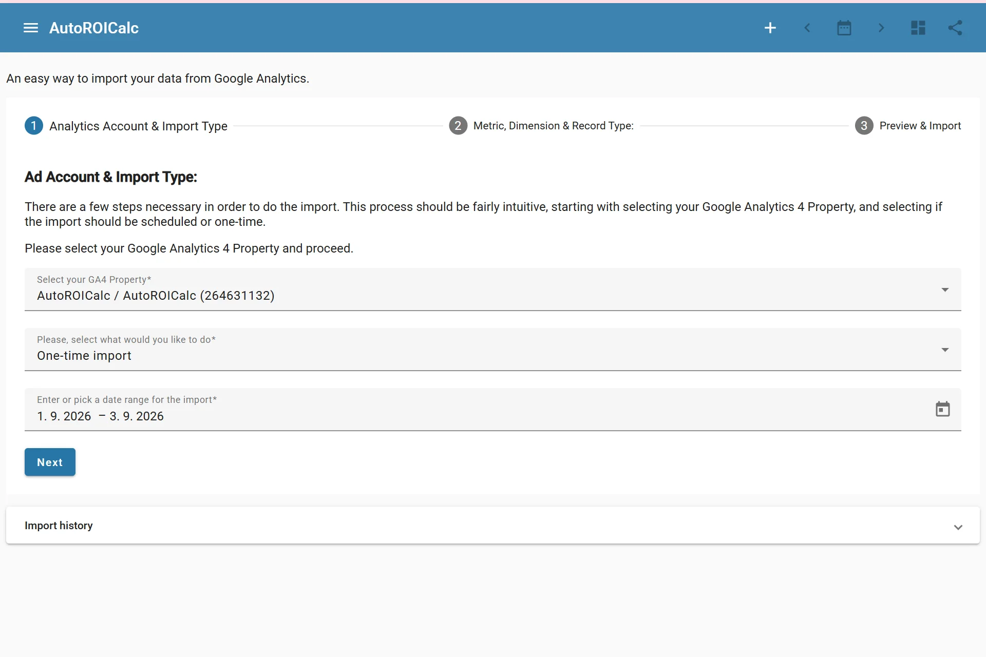 Importing data from Google Analytics