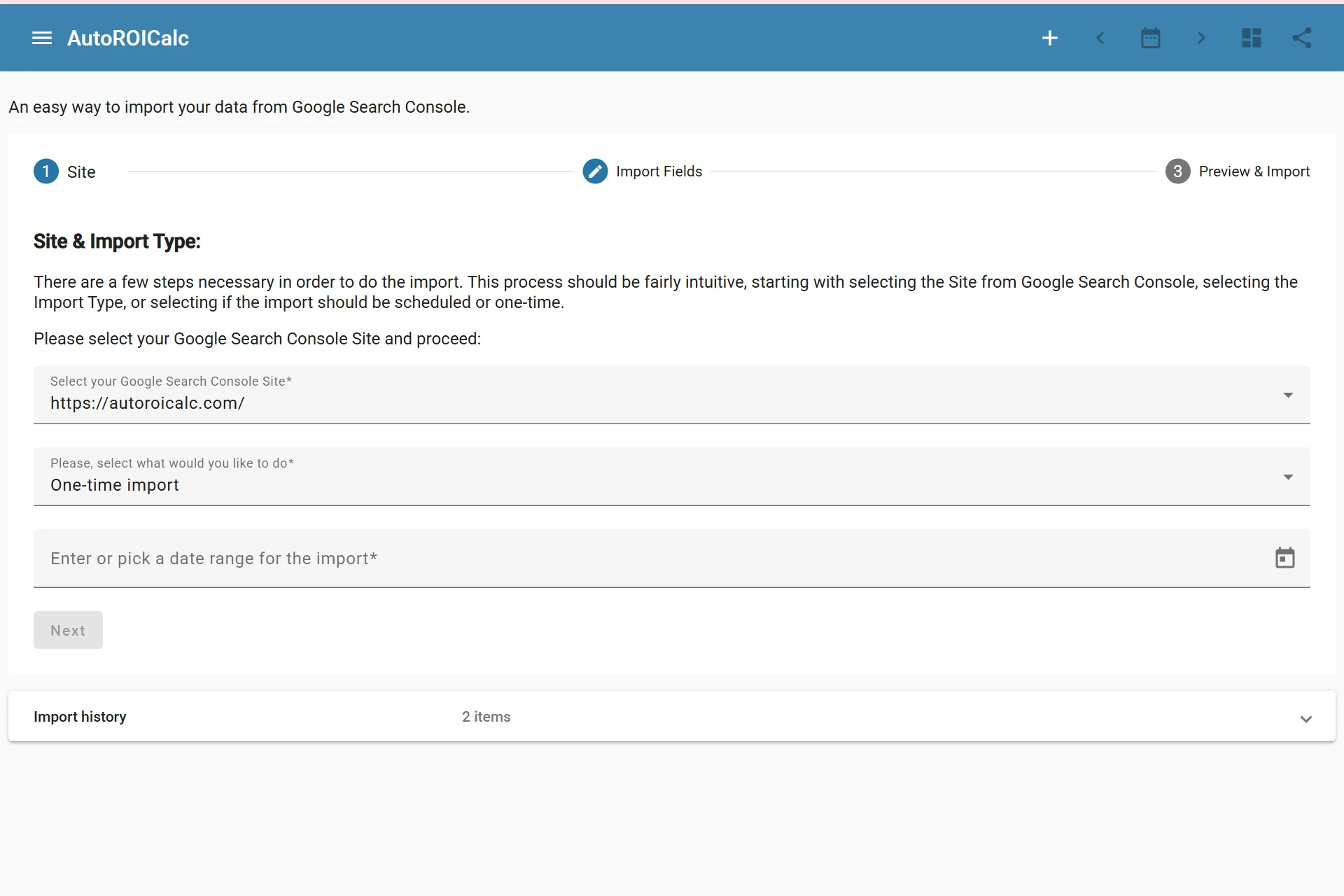 Importing data from Google Search Console