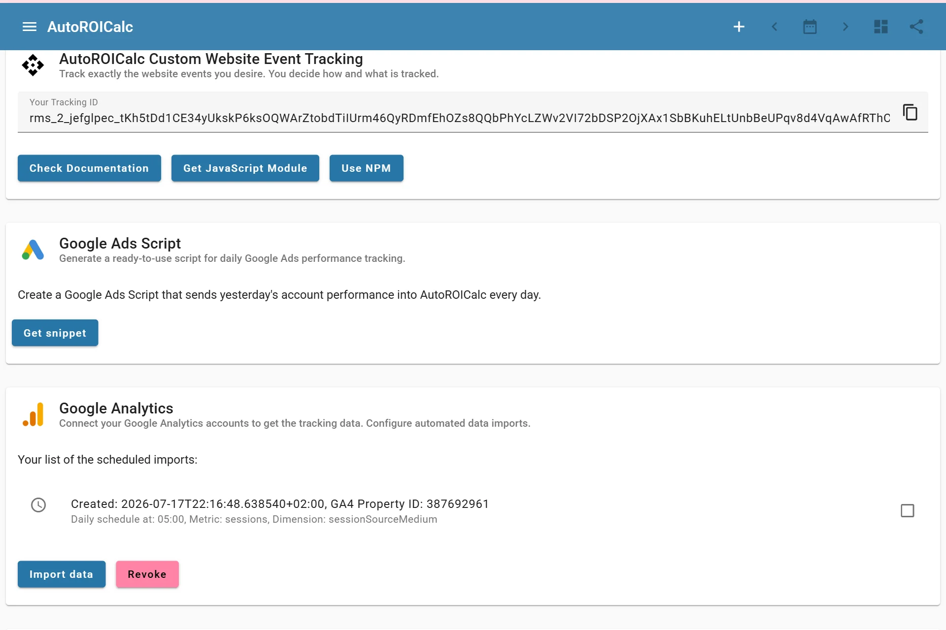 Listing active automated imports