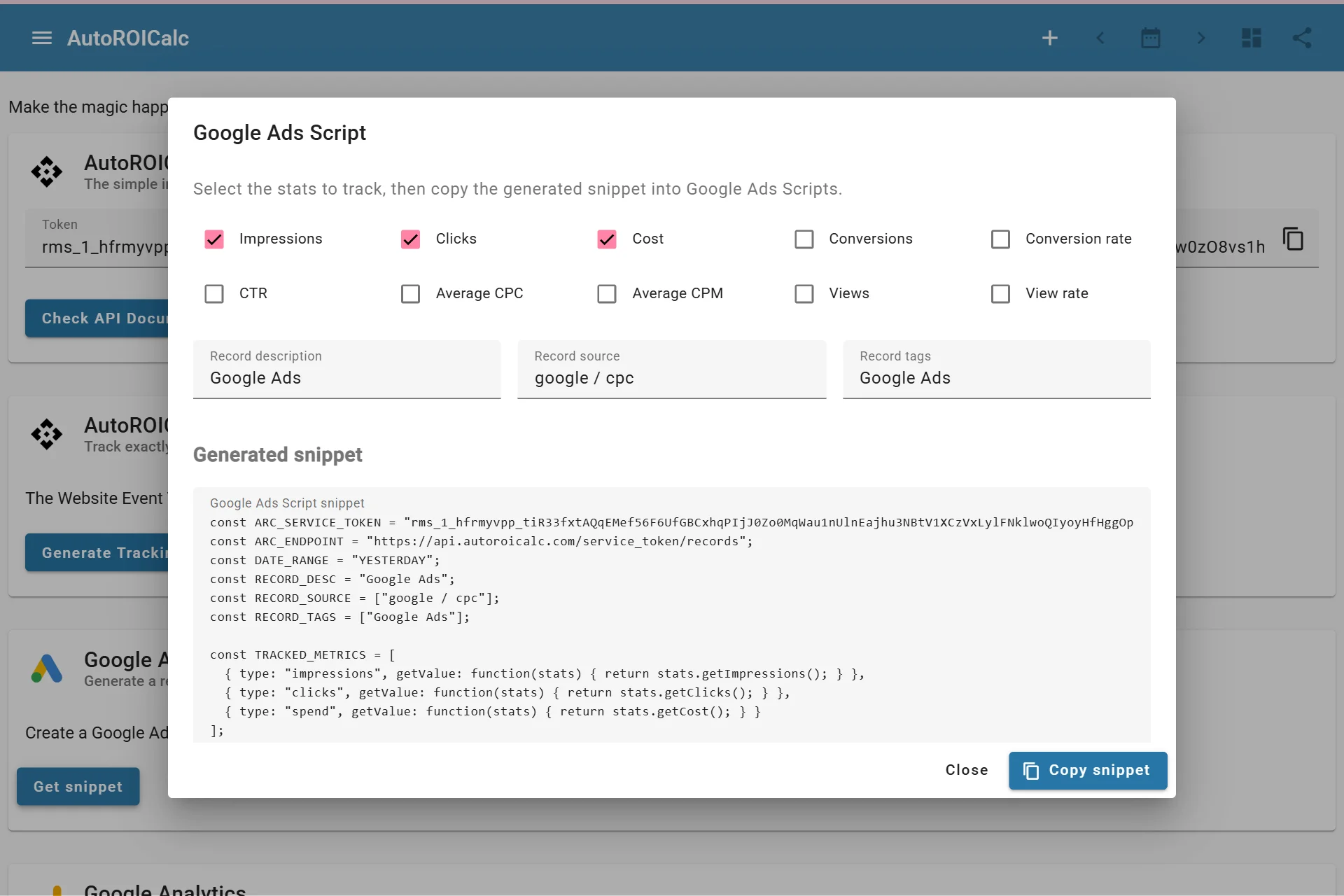 Configuring script to get data from Google Ads