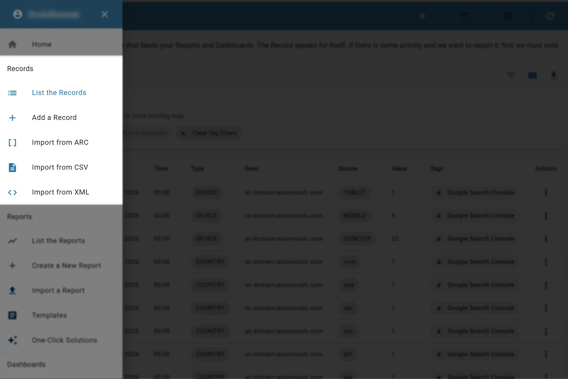 Accessing the record features in-app Accessing the record features in-app
