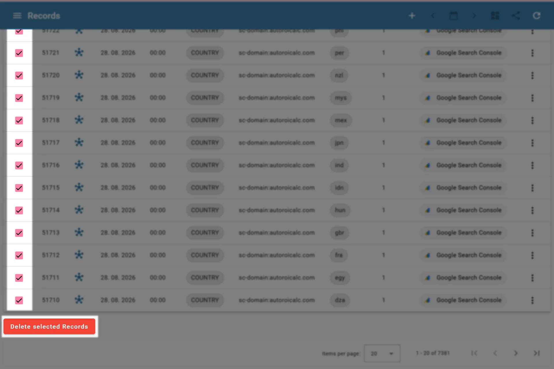 Bulk deleting selected records Bulk deleting selected records