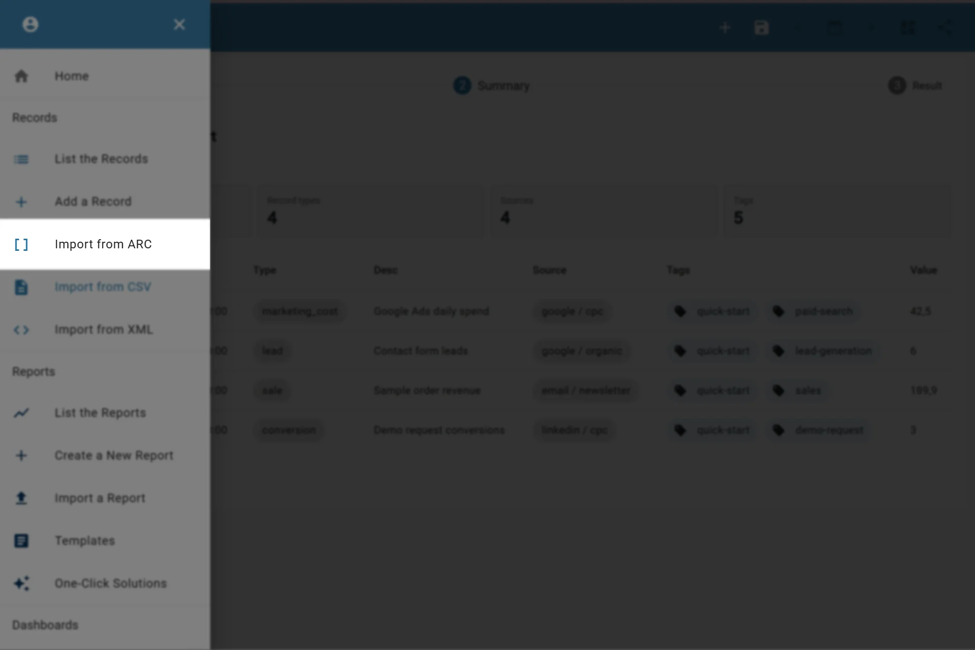 Importing records from ARC Importing records from ARC