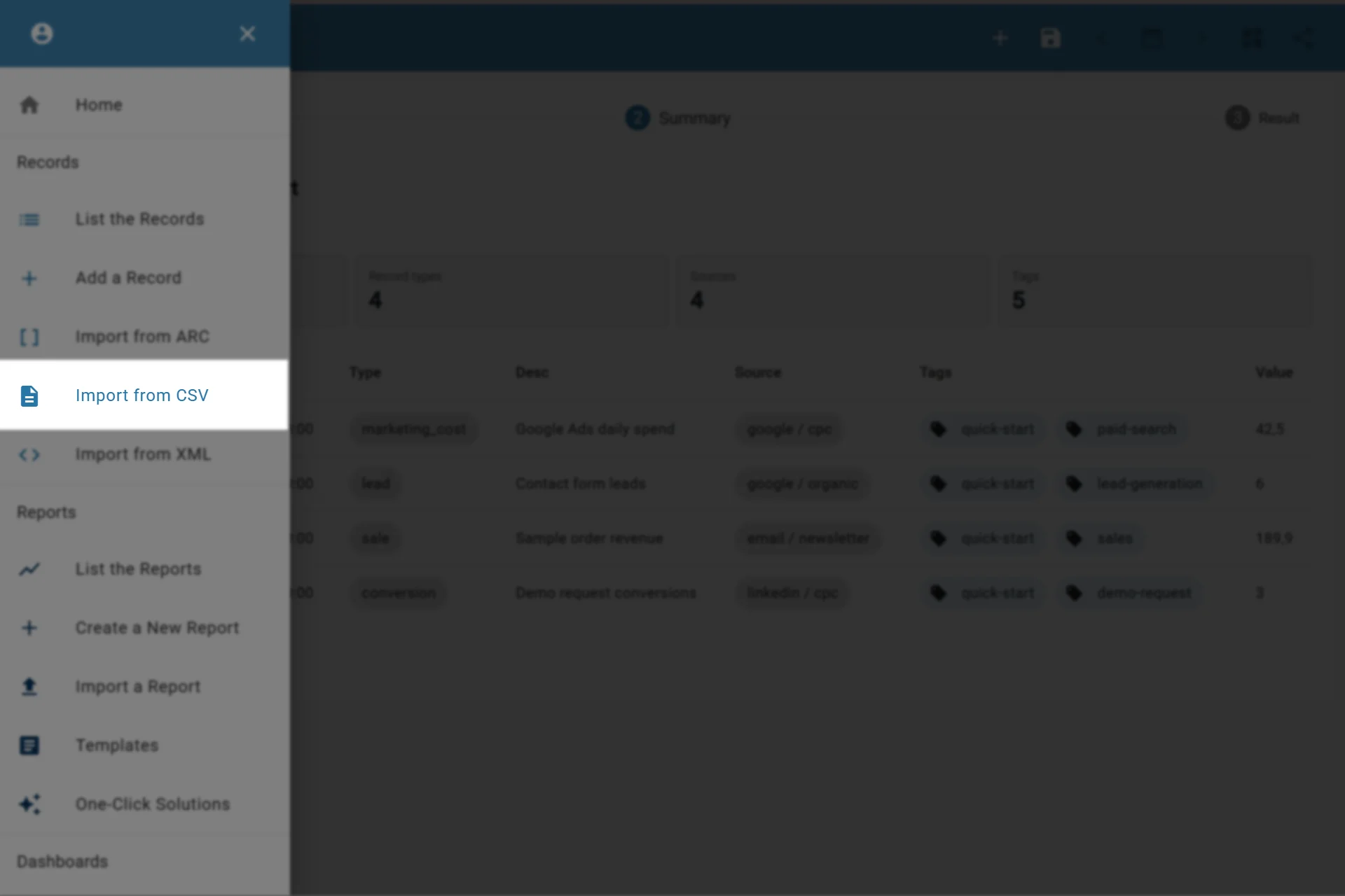 Importing records from CSV Importing records from CSV