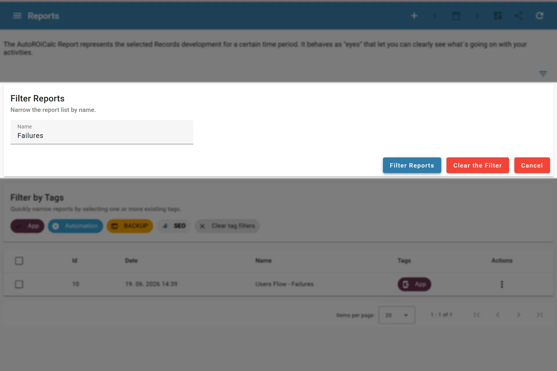 Filtering Reports