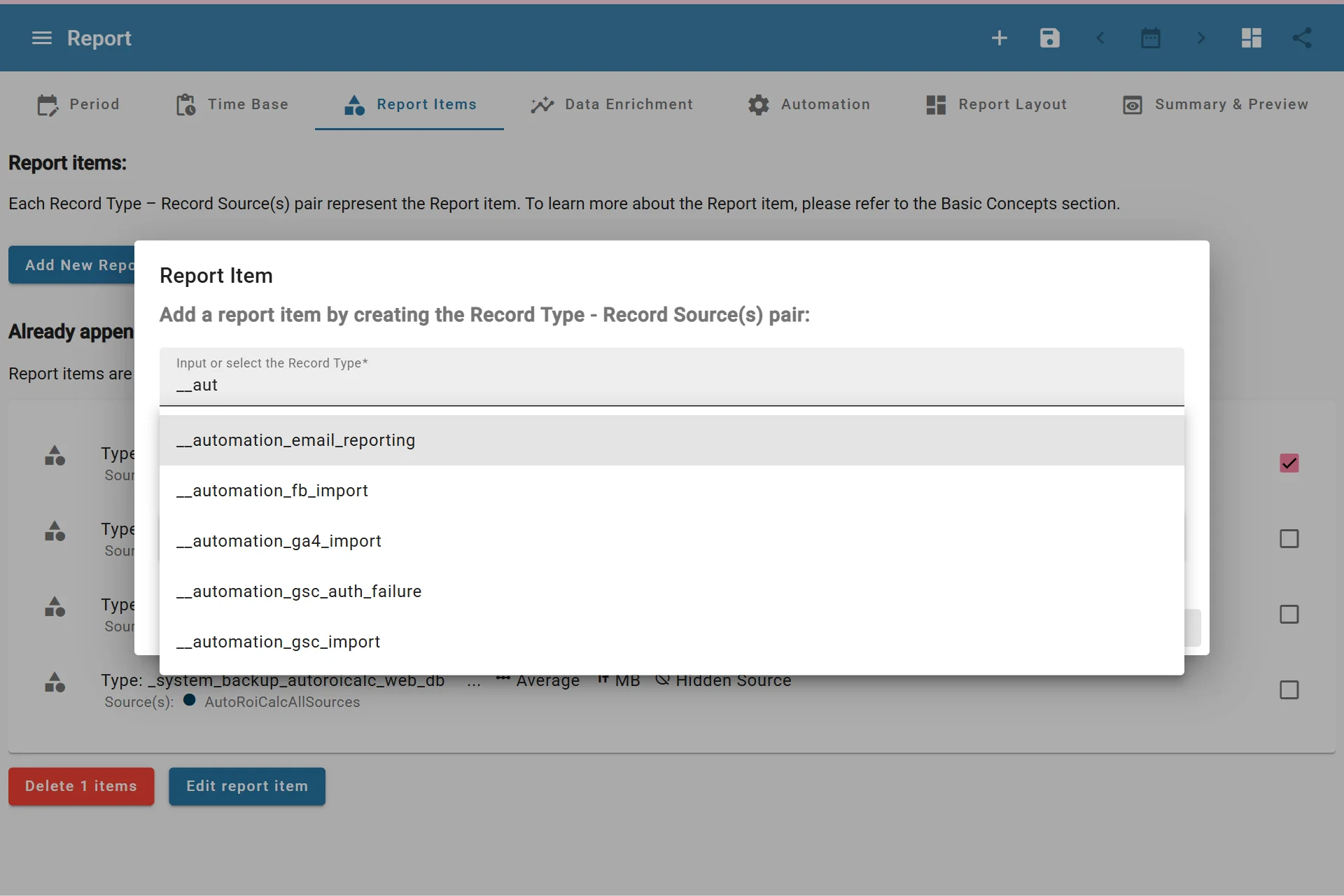Selecting Record Type for Reporting