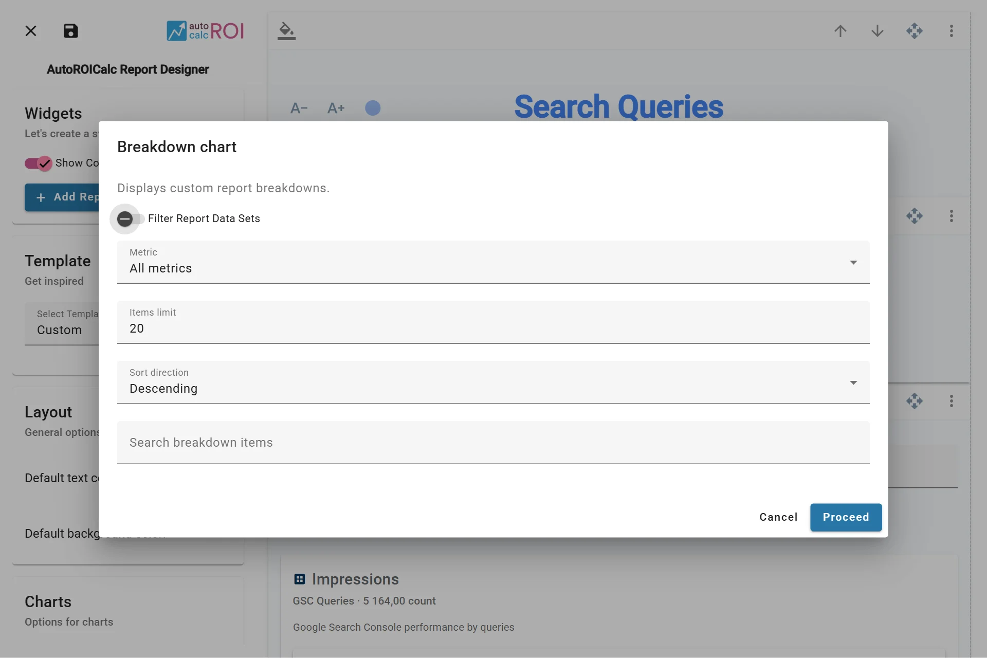 Configuring the Breakdowns Widget