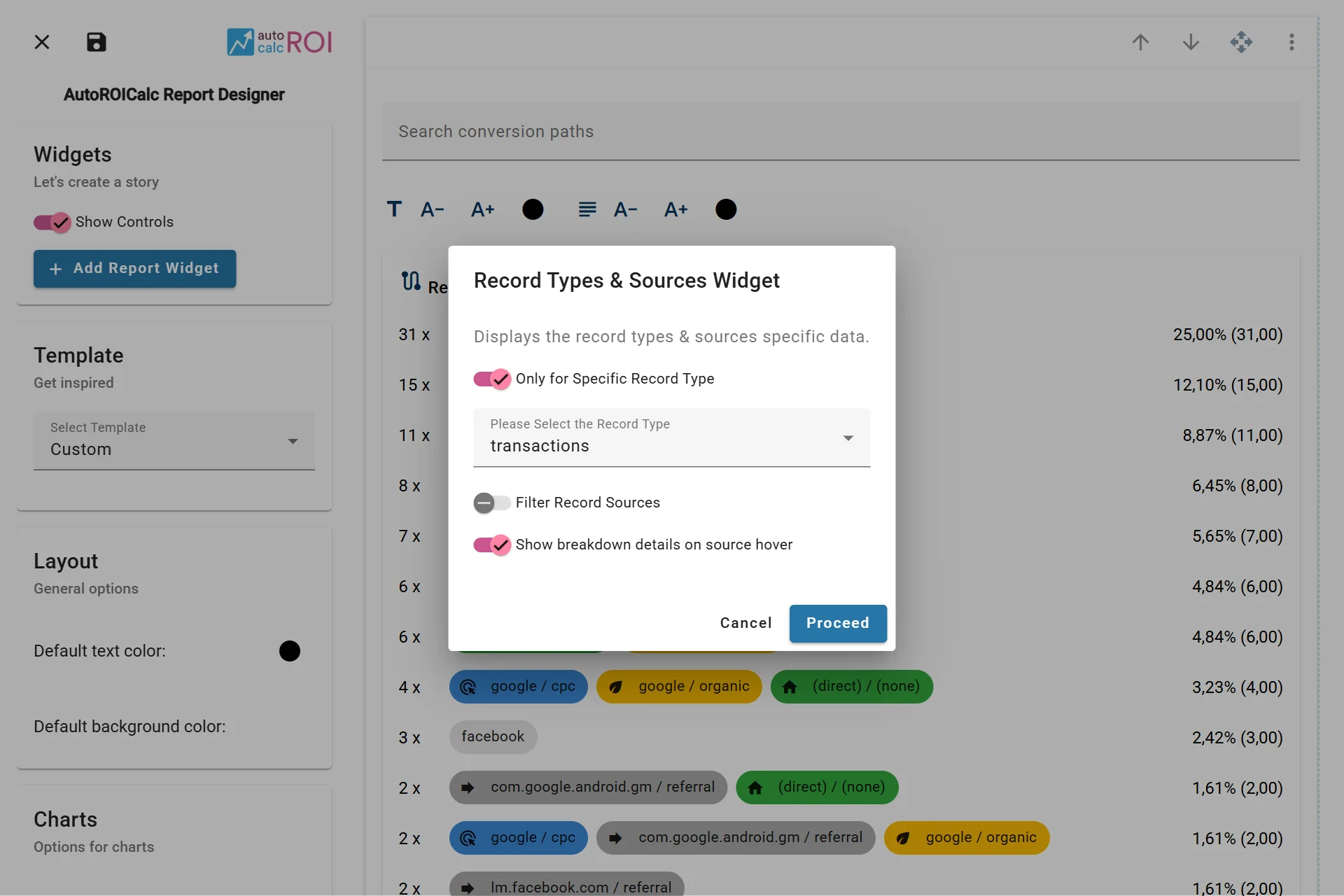 Configuring the Conversion Paths Widget
