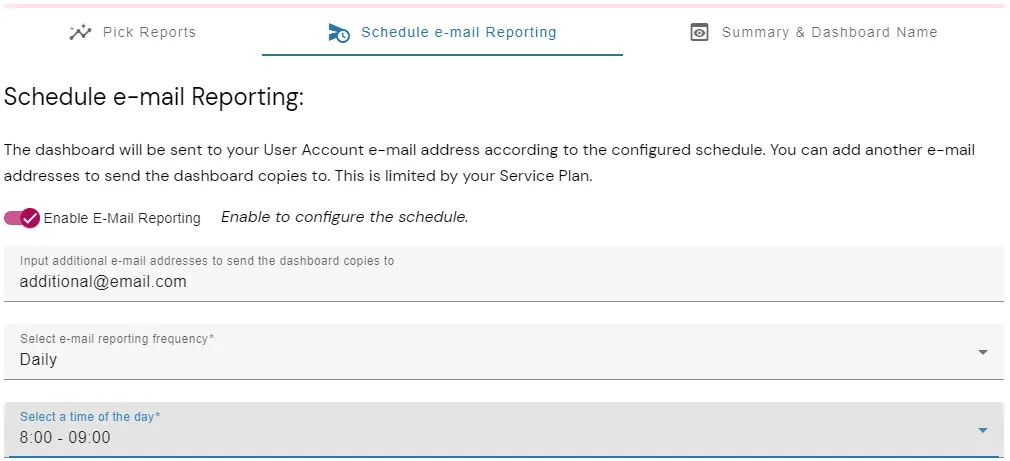 Dashboard Automated E-mail Reporting