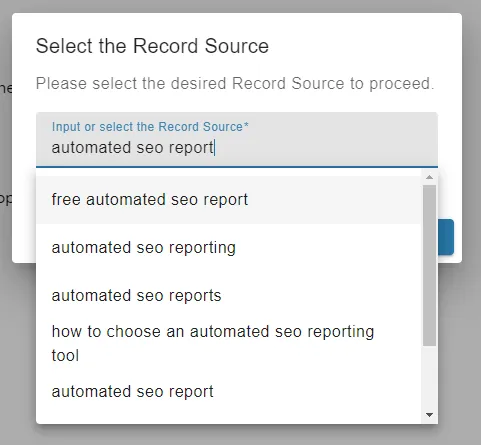 Setting custom Record Source appearance for the "automated SEO report" keyword