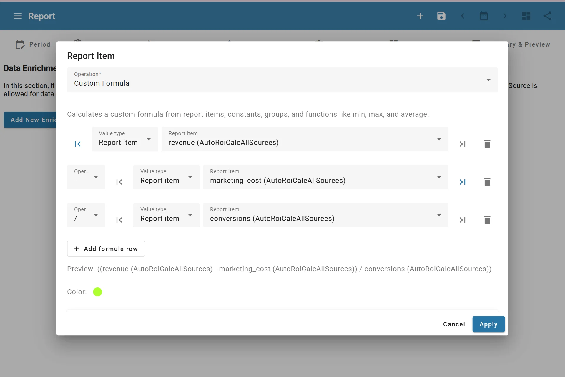 Adding Report Custom Formula