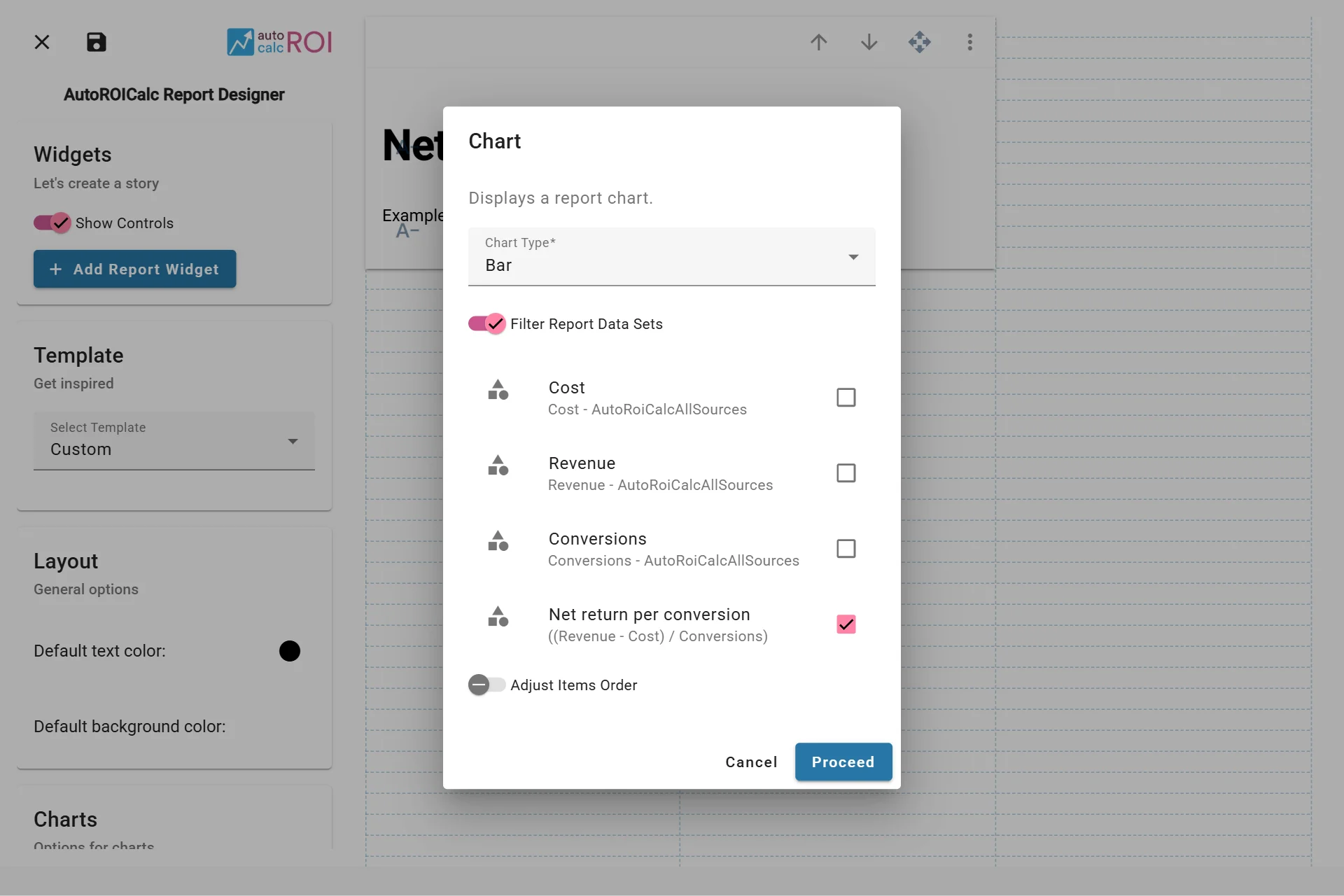 Adding Chart Report Widget to Show the Custom Formula Results