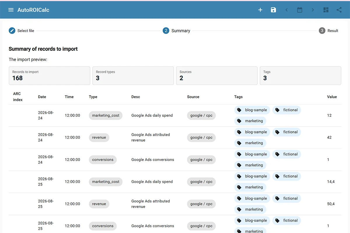 Importing the sample records Importing the sample records